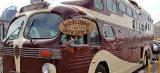 The maroon and cream Peacemaker bus