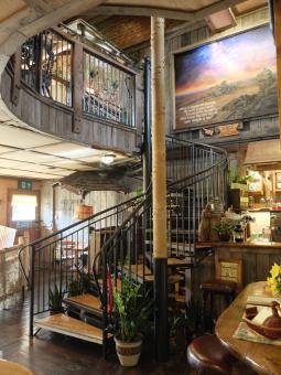 spiral staircase at the Yellow Deli