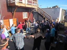 Gathering by the 20x20 building
