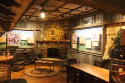 Fireplace in the back