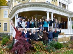 Community in Oneonta on Front Porch Waving